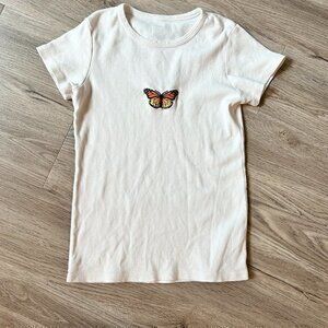Brandy Melville John Galt Ribbed Butteryfly Tee Size XS